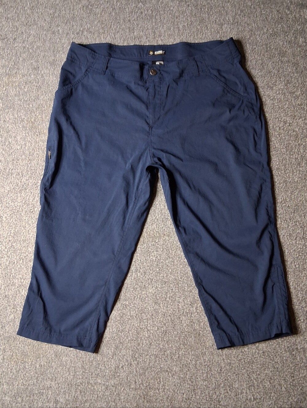 Khombu Womens Woven Stretch Capri Pants Navy Blue XXL